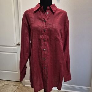 LORD & TAYLOR 100% Linen Red Women’s Shirt Size M